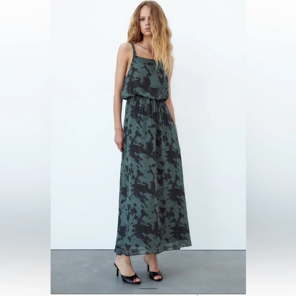 ZARA PRINTED MIDI DRESS - Picture 2 of 10